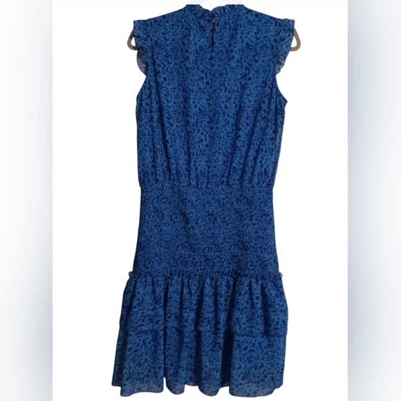WOMEN'S SHORT SLEEVE COBALT BLUE SMOCKED RUFFLED DRESS SIZE MEDIUM - Picture 2 of 4